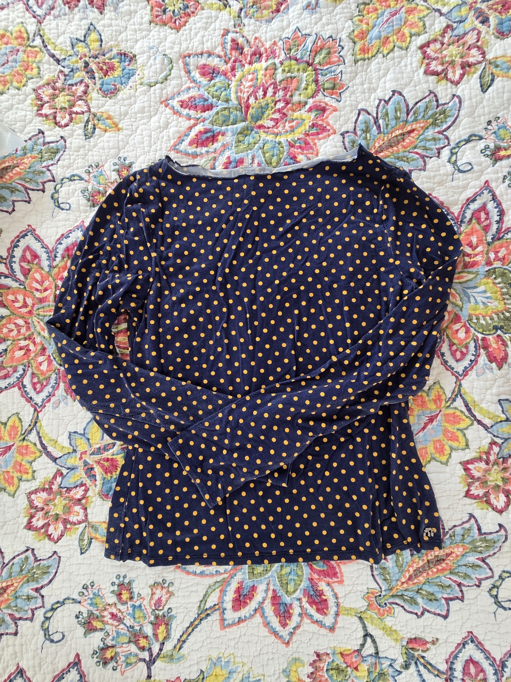 Miaou Amelia Top Navy Polka Dot Long Sleeve - Picture 3 of 6